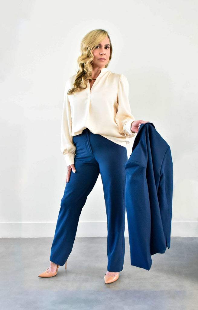 blue pants dress CELESTIAL DRESS PANTS Night Sky Navy / XS