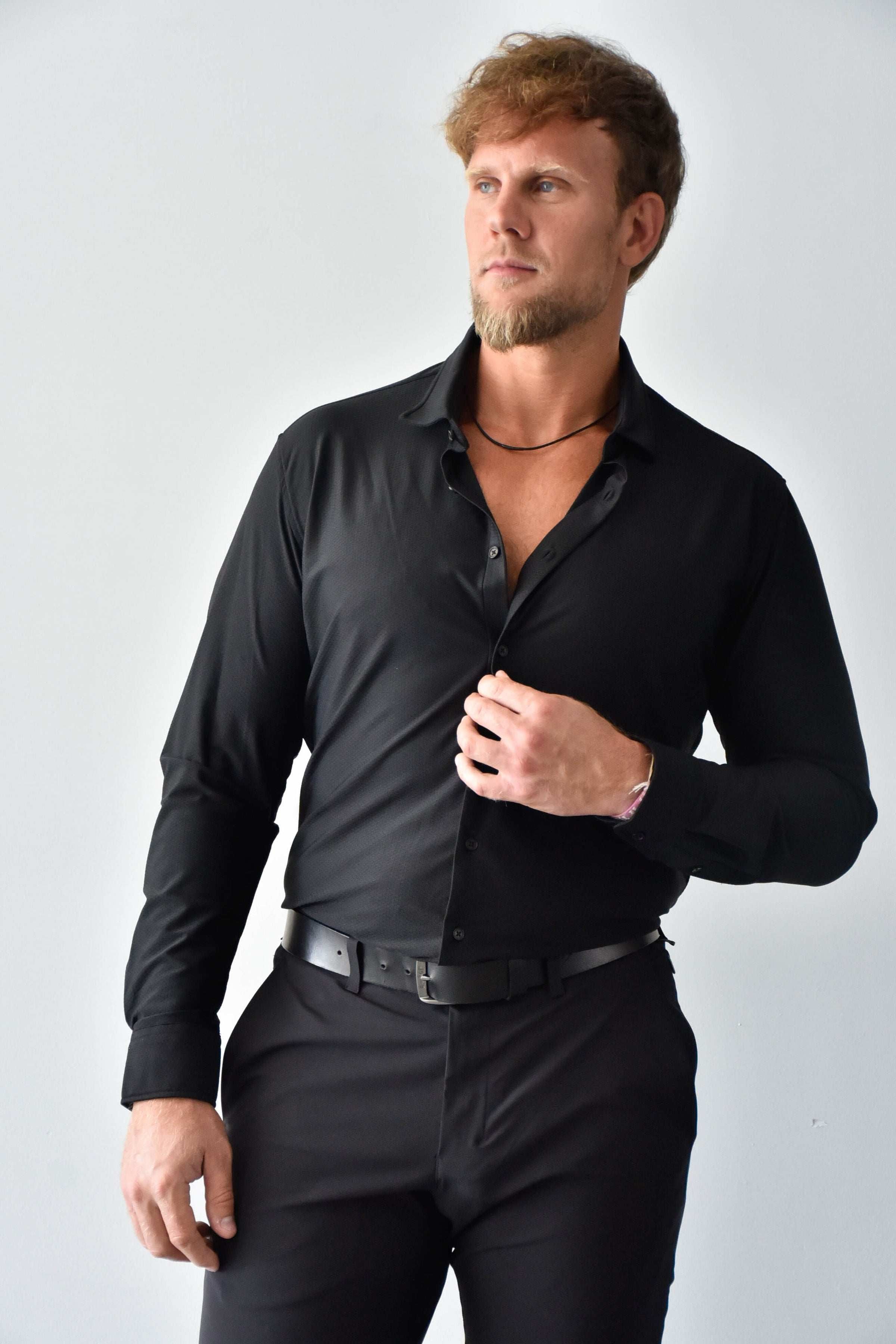 athletic fit dress shirt in navy product info and reviews Navy Performance Blend Twill Shirt